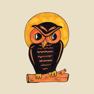 Vintage Owl Halloween Art Design T-Shirt
