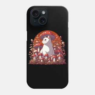 Funny Vintage White Cat in Mushroom Garden Phone Case