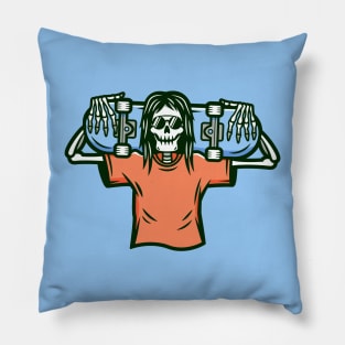 Skeleton Skater Bum Illustration Pillow