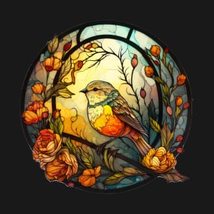 Autumn Songbird Stained Glass T-Shirt