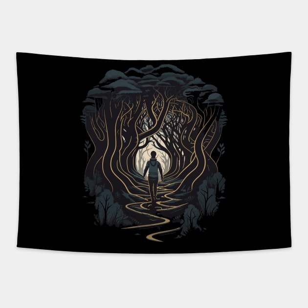 "The Dark and Twisty Maze" Tapestry by Kamran Sharjeel