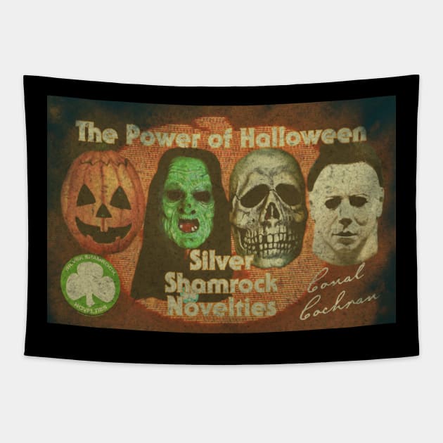 Halloween Silver Shamrock Tapestry by TWO HORNS UP ART