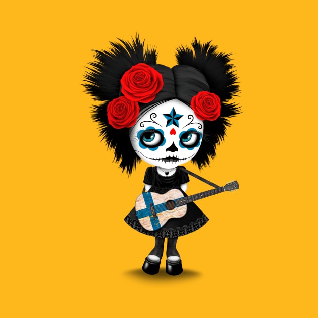 Sugar Skull Girl Playing Finnish Flag Guitar by jeffbartels