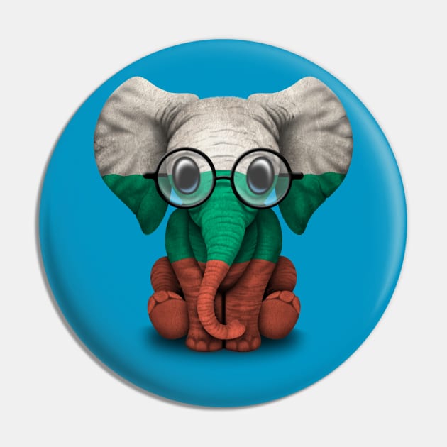 Baby Elephant with Glasses and Bulgarian Flag Pin by jeffbartels