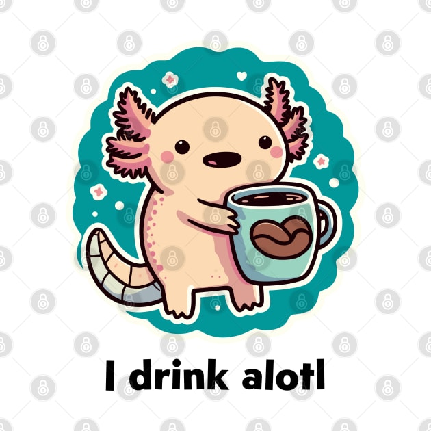 Cute Axolotl Coffee Lover by dinokate