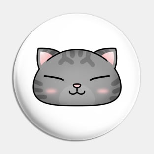 Cute Silver Tabby Cat Face Pin