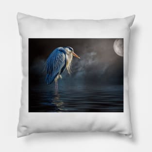 Blue Heron Moon Pillow