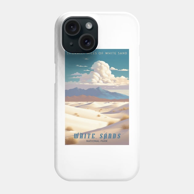 White Sands National Park Travel Poster Phone Case by GreenMary Design