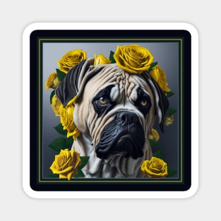 Boston Terrier yellow roses Magnet