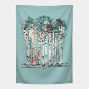 Tree Forest and deer watercolor effect Tapestry