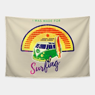 Retro vintage I was made for surfing Tapestry