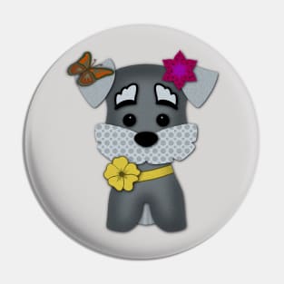 Cute miniature schnauzer illustration Pin