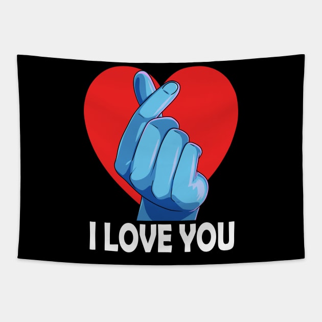 Saranghae Kpop Lover I Love You Finger Heart Sign Tapestry by Noseking