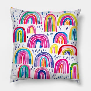 Cute Colorful Watercolor Rainbows Pillow