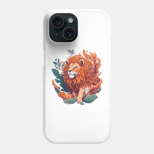 Lion and Flowers Phone Case by charm3596