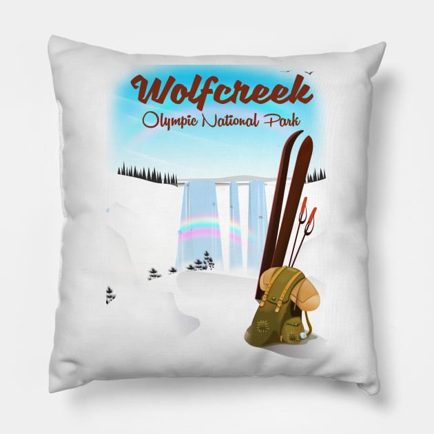 Wolf Creek,Olympic national park Pillow by nickemporium1