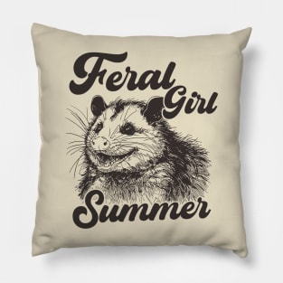 Feral Girl Summer Opossum Pillow