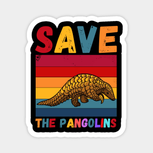 Save The Pangolins, Cute retro pangolin Magnet