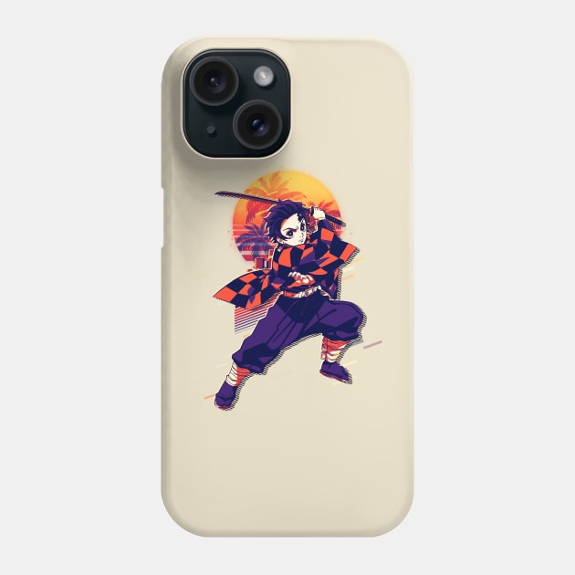 Tanjiro Kamado Retro Art Phone Case by SiksisArt