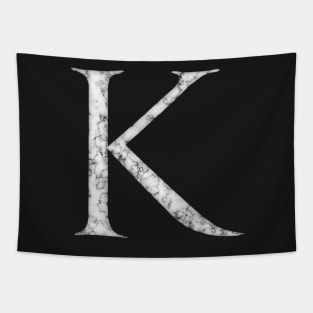 K in Roman White Marble Latin Alphabet Letter Sticker Tapestry