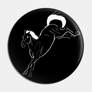 White line art bucking horse Pin