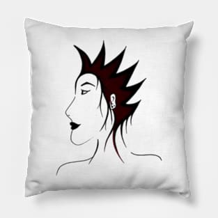 Black and white girl with punk hairstyle Pillow