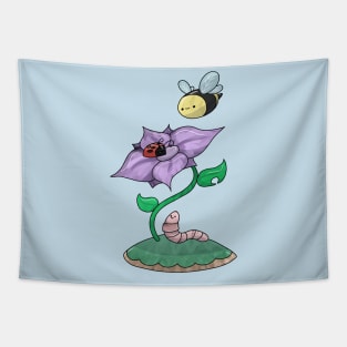 Garden Flower and Cute Critters Tapestry