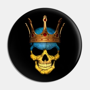 Ukraine Flag Skull with Crown Pin