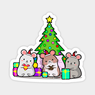 mouse with gifts, Christmas, new year, kawaii style. Magnet