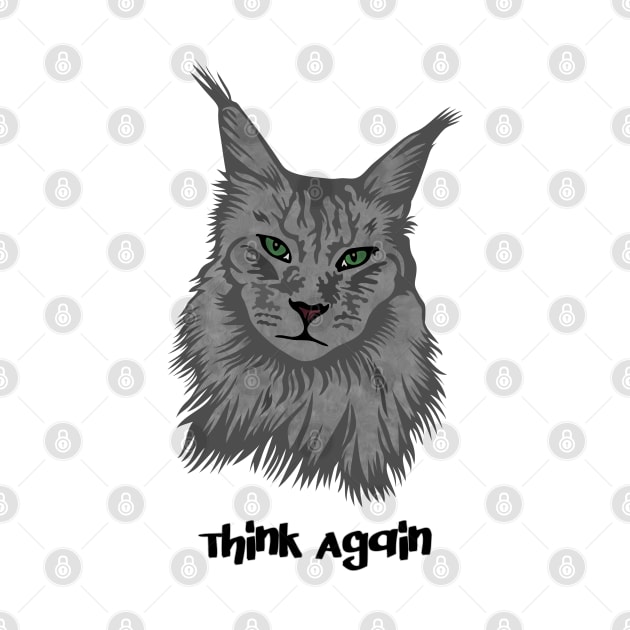 Maine Coon Cat Think Again by Miozoto_Design