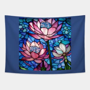 Stained Glass Lotus Flowers Tapestry