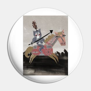 Cat Riding Horse Pin