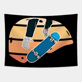 Colorful Retro Skateboard Helmet with Kickflip Tapestry