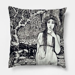 Woman in a magical forest Pillow