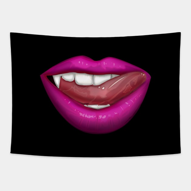 Vampire Lips - Pink Tapestry by adamzworld