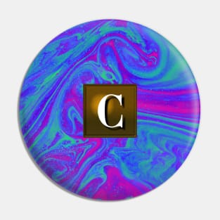 Vaporwave Monogram C | Acrylic Liquid Pour Art Pin