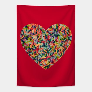 Vintage Colorful Candy Sprinkles Photo Heart Tapestry