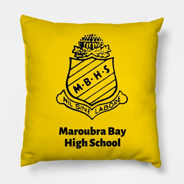 MAROUBRA BAY HIGH SCHOOL WITH NAME OF SCHOOL - MY OLD SCHOOL SINGLE LOGO TO GO ! Pillow by SERENDIPITEE