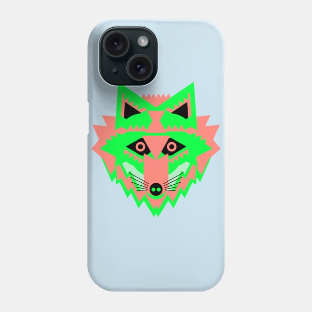 Neon Green Fox Face Phone Case by AnimalMagic