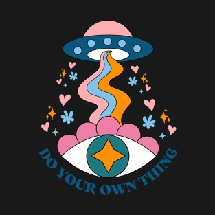 Pink Blue Illustration Ufo Psychedelic T-shirt T-Shirt