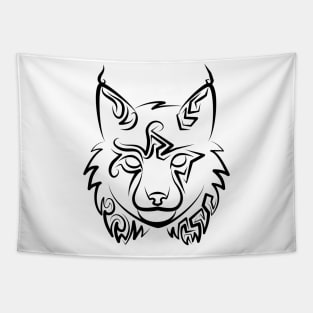 Black and White Tribal Lynx Tapestry