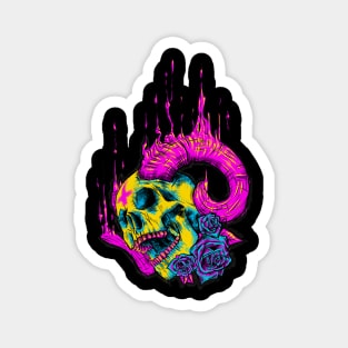 Melted Neon Horny Skull Magnet