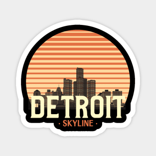 Detroit city skyline skyscraper vintage retro Magnet