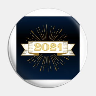 2021 happy new year holiday retro vintage theme blue gold yellow brown pattern Pin