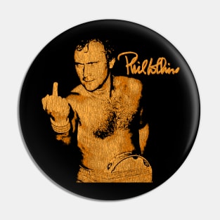 Funny Phil Collins Fan Art Orange Pin