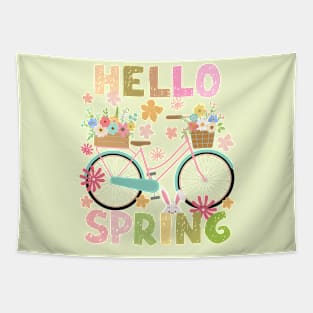 Hello Spring Blue Bicycle Tapestry