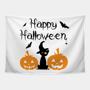 Halloween Cat Pumpkin Tapestry