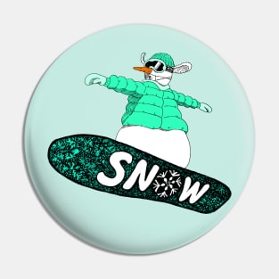 snowman on the board (mint) Pin