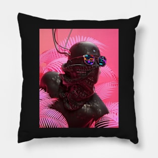 Neon Pink Jungle Man Pillow