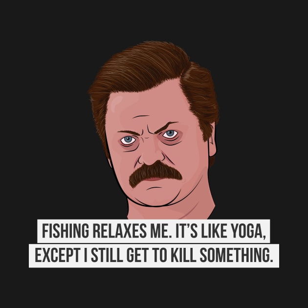 Ron Swanson - Fishing by BluPenguin